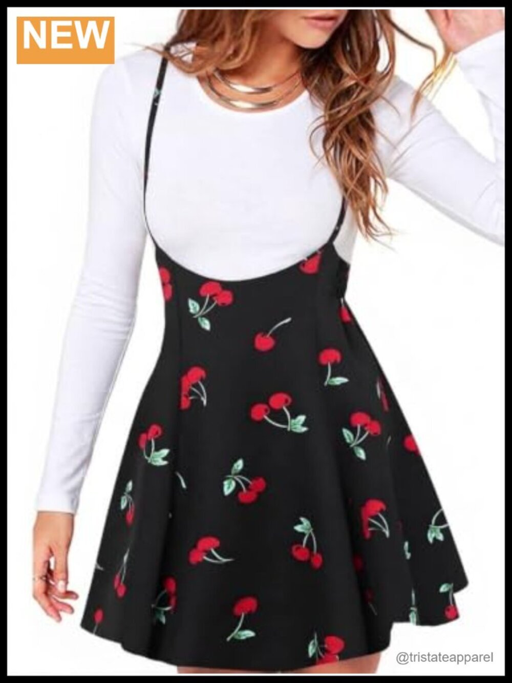 High Waist Suspender Skater Skirt Adjustable Spaghetti Strap A-Line